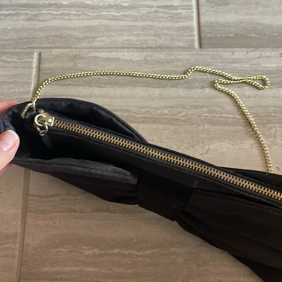 H&M Black Bow Evening Crossbody Purse Gold Chain Cocktail Party Guest Bag O/S - Picture 3 of 3